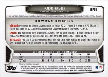 2013 Bowman - Prospects Purple #BP55 Todd Kibby Back