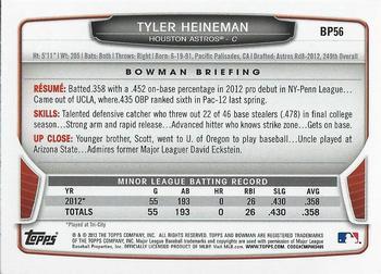 2013 Bowman - Prospects Purple #BP56 Tyler Heineman Back