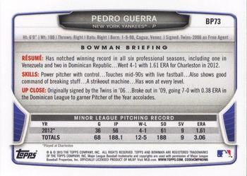 2013 Bowman - Prospects Purple #BP73 Pedro Guerra Back