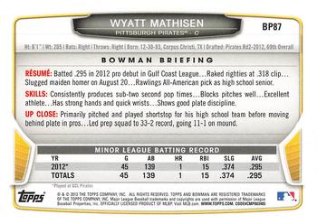 2013 Bowman - Prospects Purple #BP87 Wyatt Mathisen Back