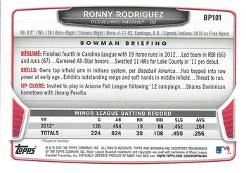 2013 Bowman - Prospects Purple #BP101 Ronny Rodriguez Back