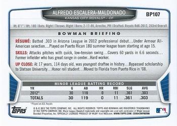 2013 Bowman - Prospects Purple #BP107 Alfredo Escalera-Maldonado Back