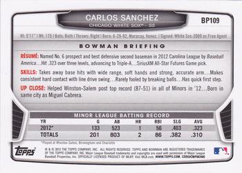2013 Bowman - Prospects Purple #BP109 Carlos Sanchez Back