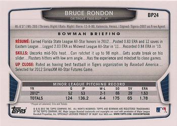 2013 Bowman - Prospects Purple #BP24 Bruce Rondon Back