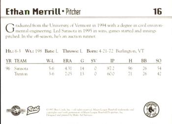 1997 Best Sarasota Red Sox #16 Ethan Merrill Back