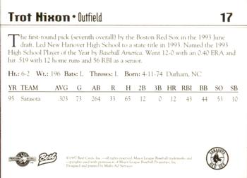 1997 Best Sarasota Red Sox #17 Trot Nixon Back