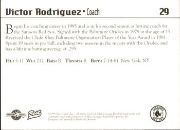 1997 Best Sarasota Red Sox #29 Victor Rodriguez Back