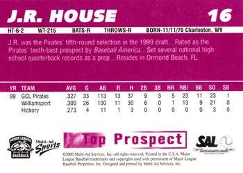 2000 Multi-Ad South Atlantic League Top Prospects #16 J.R. House Back