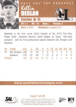 2011 MultiAd South Atlantic League Top Prospects #7 Kellin Deglan Back