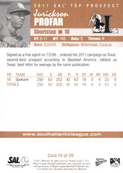 2011 MultiAd South Atlantic League Top Prospects #19 Jurickson Profar Back