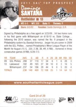 2011 MultiAd South Atlantic League Top Prospects #24 Domingo Santana Back