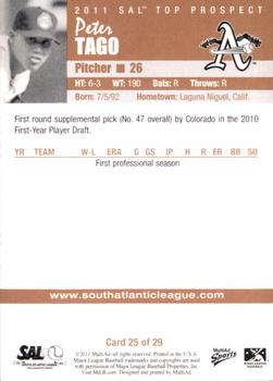 2011 MultiAd South Atlantic League Top Prospects #25 Peter Tago Back