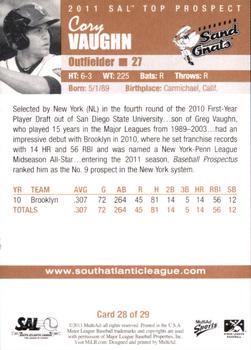 2011 MultiAd South Atlantic League Top Prospects #28 Cory Vaughn Back