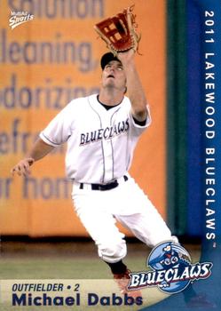 2011 MultiAd Lakewood BlueClaws #11 Michael Dabbs Front