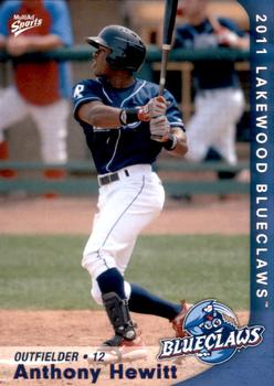 2011 MultiAd Lakewood BlueClaws #13 Anthony Hewitt Front