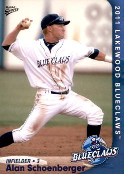 2011 MultiAd Lakewood BlueClaws #28 Alan Schoenberger Front