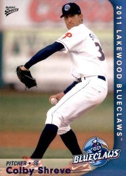 2011 MultiAd Lakewood BlueClaws #29 Colby Shreve Front