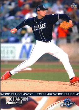 2013 Brandt Lakewood BlueClaws #11 Nic Hanson Front