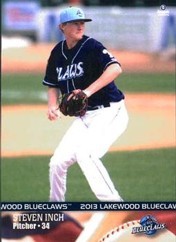 2013 Brandt Lakewood BlueClaws #12 Steven Inch Front