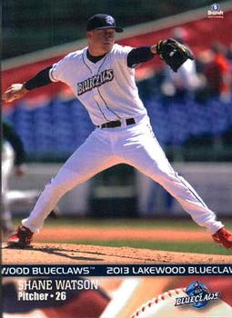 2013 Brandt Lakewood BlueClaws #28 Shane Watson Front