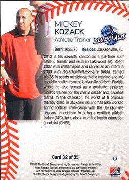 2013 Brandt Lakewood BlueClaws #32 Mickey Kozack Back