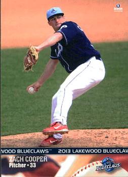 2013 Brandt Lakewood BlueClaws #6 Zach Cooper Front