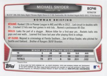 2013 Bowman - Chrome Prospects Blue Wave Refractors #BCP46 Michael Snyder Back