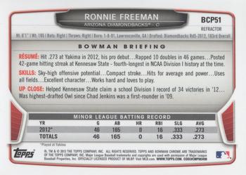 2013 Bowman - Chrome Prospects Blue Wave Refractors #BCP51 Ronnie Freeman Back