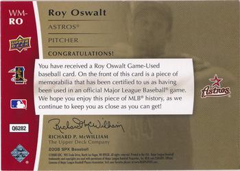 2008 SPx - Winning Materials Dual Position 20 #WM-RO Roy Oswalt Back