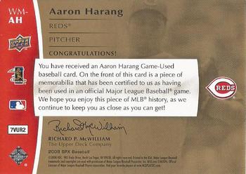 2008 SPx - Winning Materials Jersey Number 125 #WM-AH Aaron Harang Back
