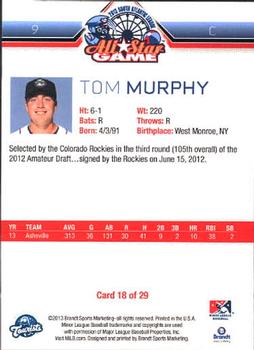 2013 Brandt South Atlantic League South Division All-Stars #18 Tom Murphy Back