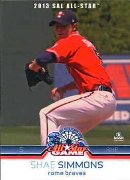 2013 Brandt South Atlantic League South Division All-Stars #22 Shae Simmons Front