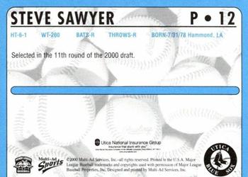 2000 Multi-Ad Utica Blue Sox #12 Steve Sawyer Back