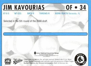 2000 Multi-Ad Utica Blue Sox #34 Jim Kavourias Back