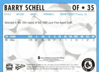 2000 Multi-Ad Utica Blue Sox #35 Barry Schell Back