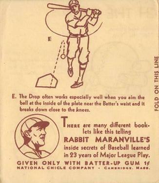 1936 National Chicle Rabbit Maranville How to... (R344) #3 How to Pitch the Drop Back