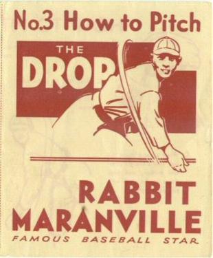 1936 National Chicle Rabbit Maranville How to... (R344) #3 How to Pitch the Drop Front