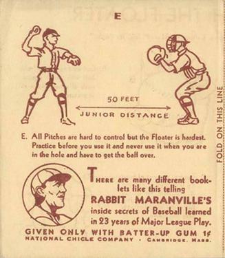 1936 National Chicle Rabbit Maranville How to... (R344) #4 How to Pitch the Floater Back