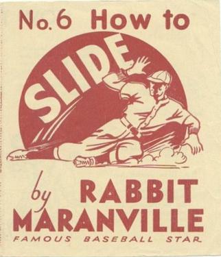 1936 National Chicle Rabbit Maranville How to... (R344) #6 How to Slide Front