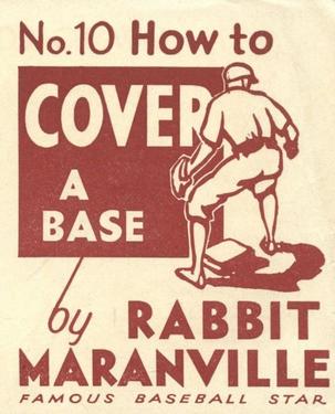 1936 National Chicle Rabbit Maranville How to... (R344) #10 How to Cover a Base Front