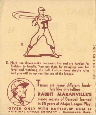 1936 National Chicle Rabbit Maranville How to... (R344) #11 How to Bat Back