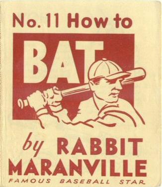 1936 National Chicle Rabbit Maranville How to... (R344) #11 How to Bat Front