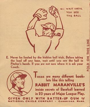 1936 National Chicle Rabbit Maranville How to... (R344) #12 How to Steal Bases Back