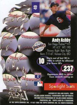 1996 Topps Laser #49 Andy Ashby Back