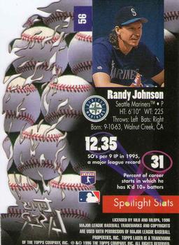 1996 Topps Laser #56 Randy Johnson Back