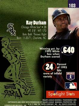 1996 Topps Laser #103 Ray Durham Back