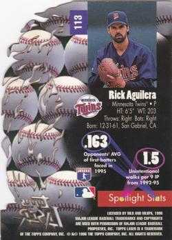 1996 Topps Laser #113 Rick Aguilera Back