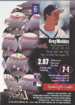 1996 Topps Laser #121 Greg Maddux Back