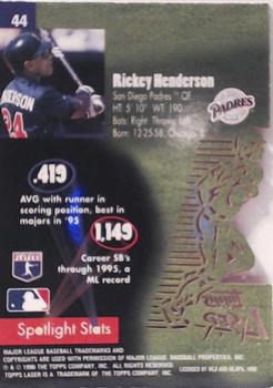 1996 Topps Laser #44 Rickey Henderson Back