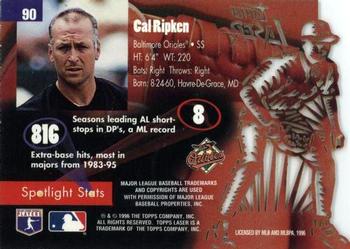 1996 Topps Laser #90 Cal Ripken Jr. Back